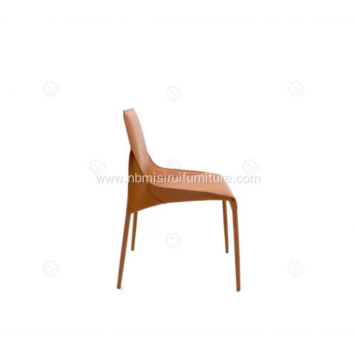 Italian minimalist orange saddle leather Seattle chairs